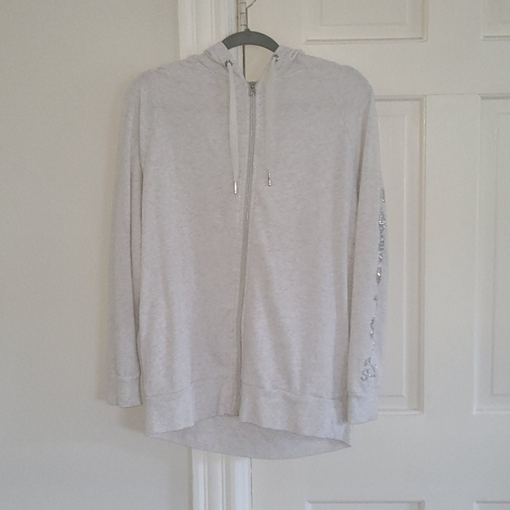 Victorias Secret sport grey zip up w/sparkles word